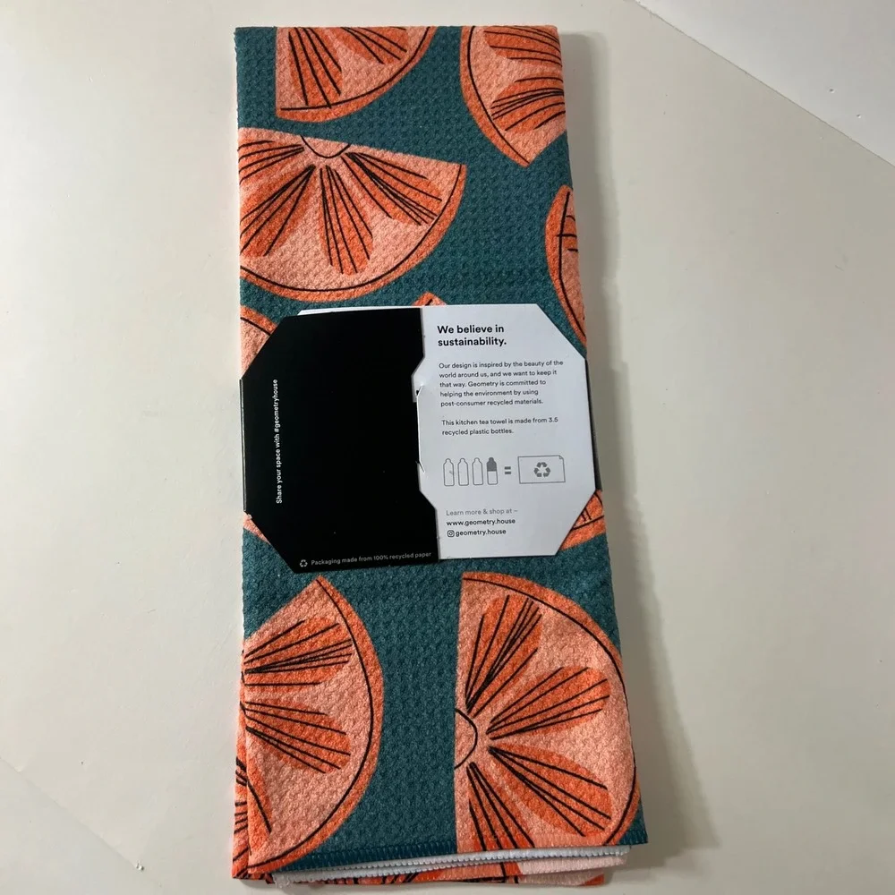 Geometry Kitchen Tea Towels Orange Slices Design Orange NWT